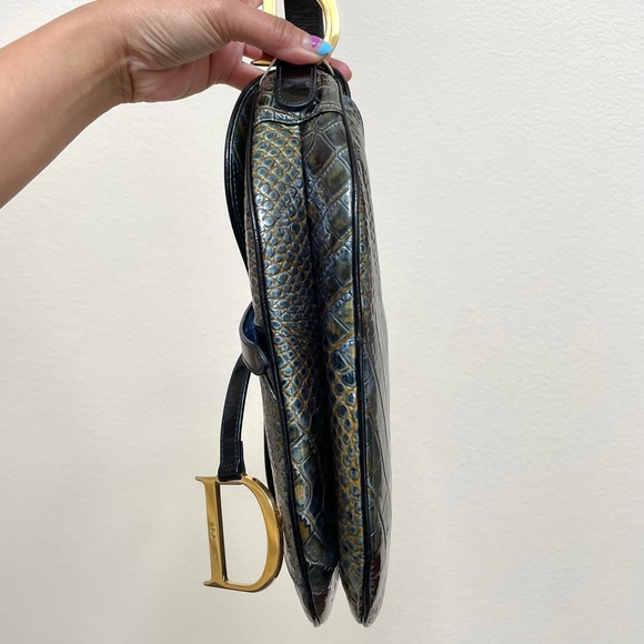 Dior Saddle Croc Embossed Green/Blue - Picture 6 of 16
